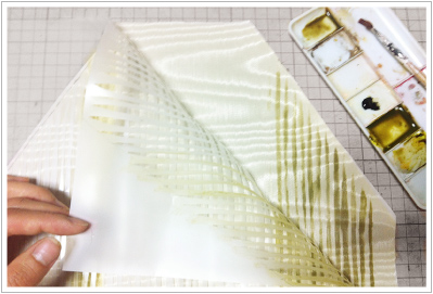 ステンシル型で縞模様をつくる